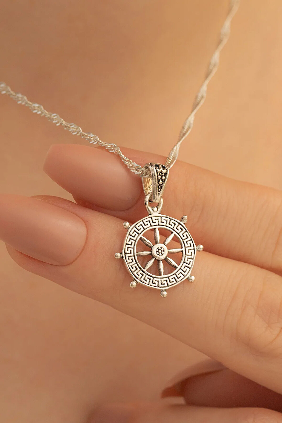 Gemi Dümeni Gümüş Kadın Kolye Zincir