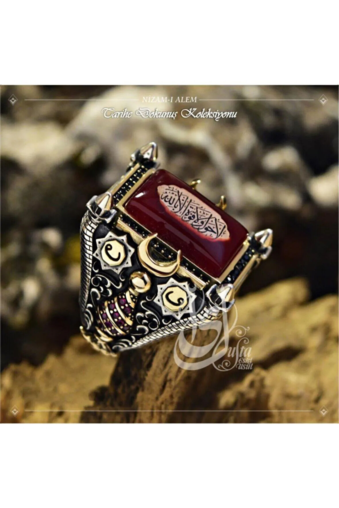 Islam Usta Tasarımı Nizam-ı Alem Gümüş Erkek Yüzük