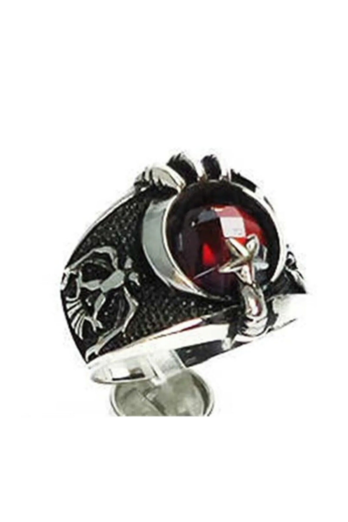 Pençeli Ayyıldız Gümüş Erkek Yüzüğü