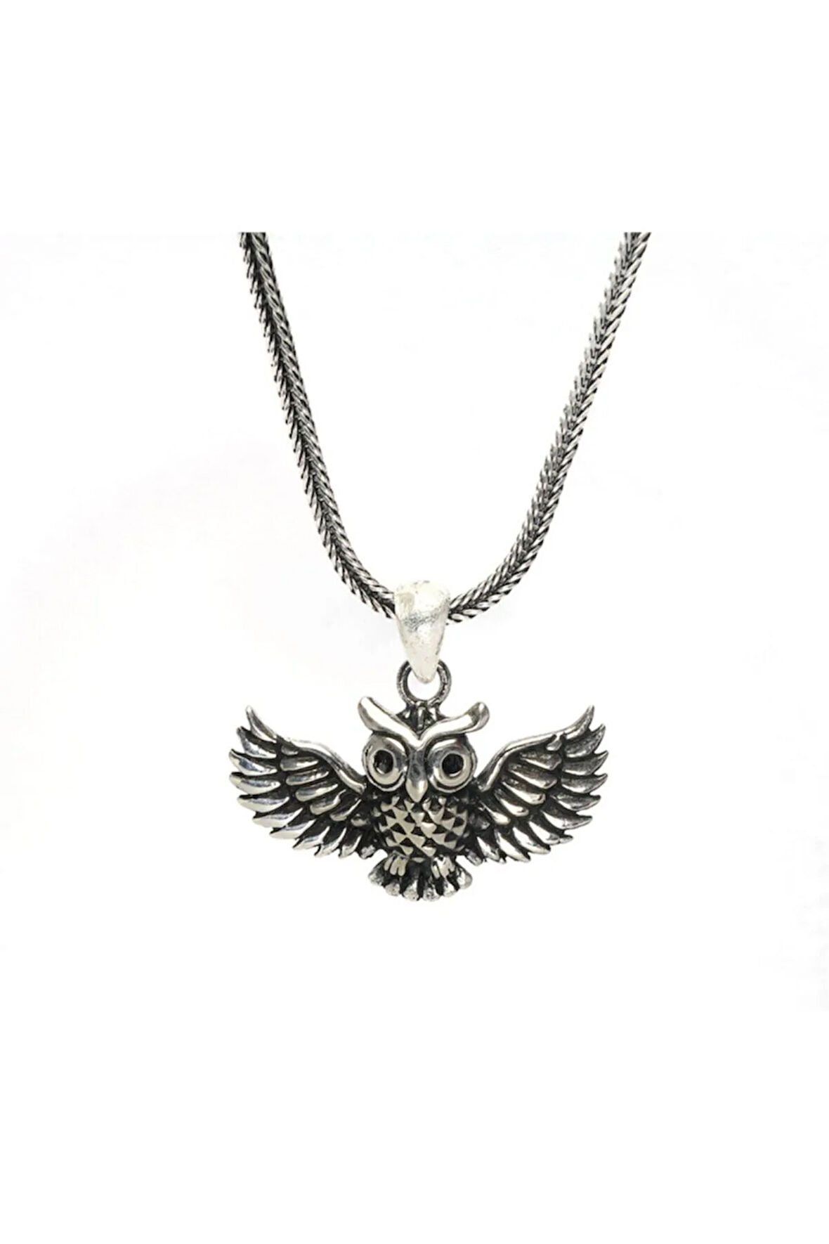 Baykuş Erkek Gümüş Kolye Zincir