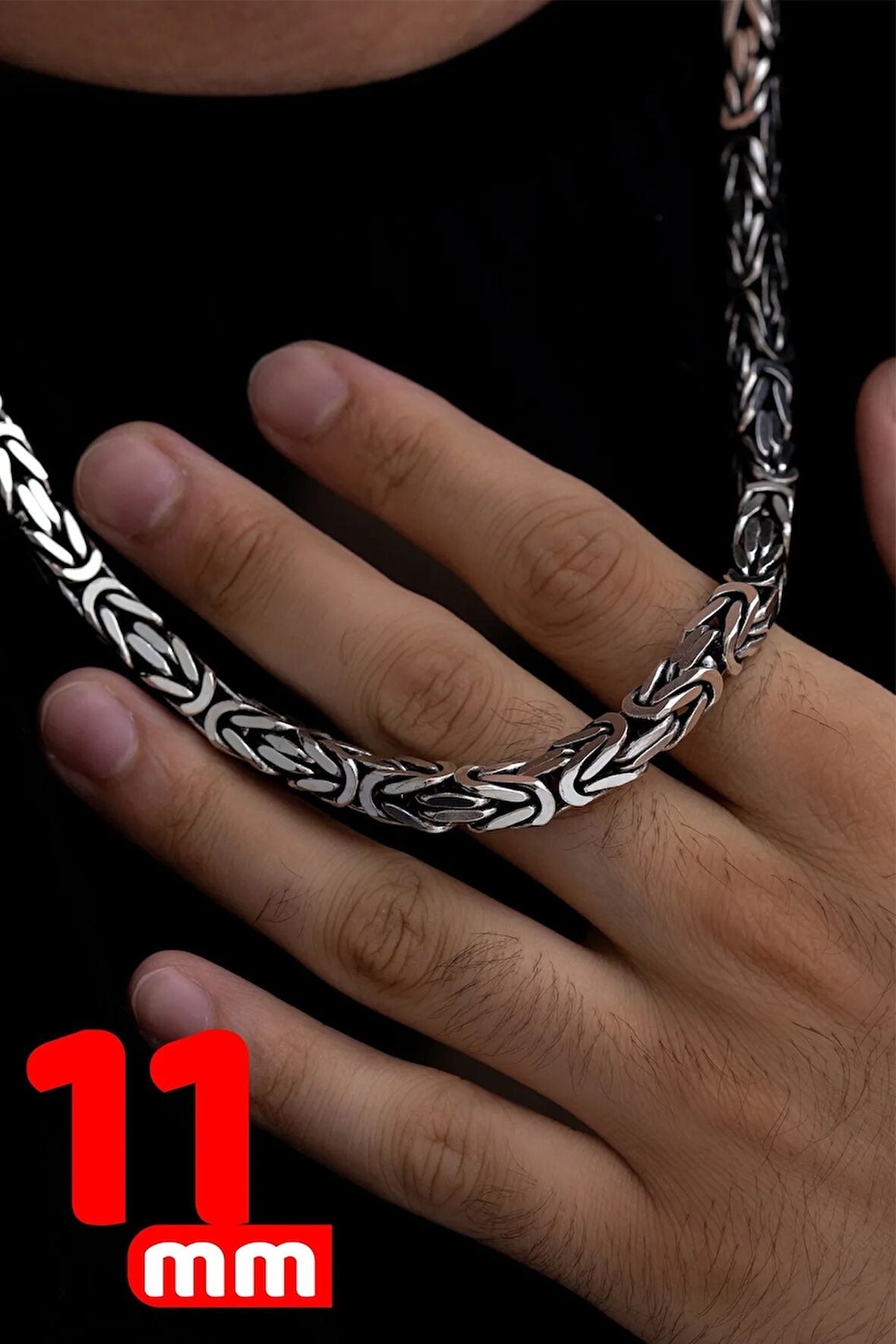 Erkek Gümüş Kolye - 11mm Kare Kral Model 925 Ayar Gümüş Erkek Kolye Zincir 249540197