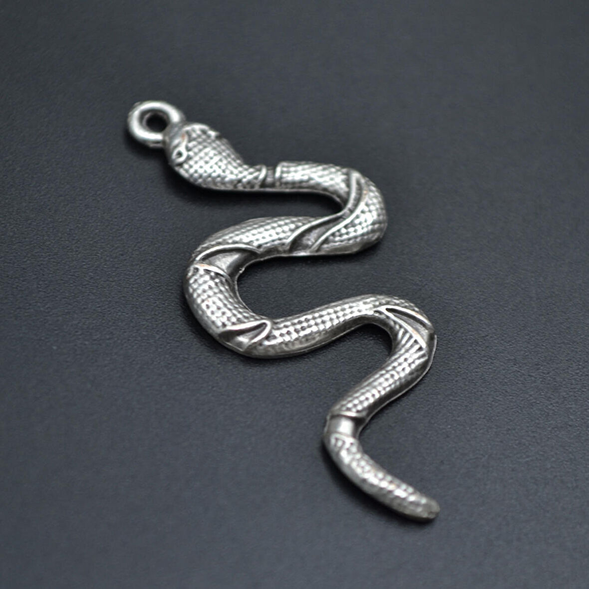 Yılan Kolye Ucu - Antik Gümüş Kaplama - Kod:214