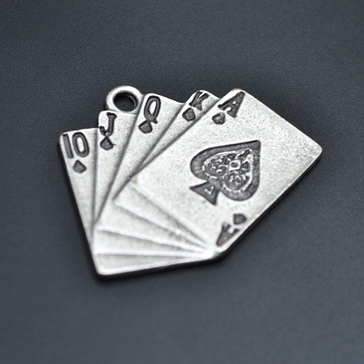 Poker İskambil Kolye Ucu - Antik Gümüş Kaplama - Kod:65