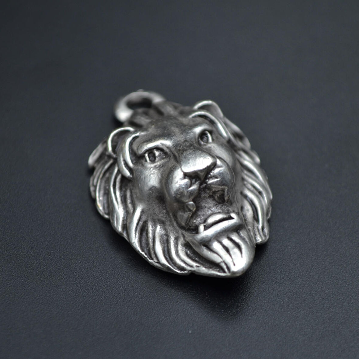 Aslan Kolye Ucu - Antik Gümüş Kaplama - Kod:28