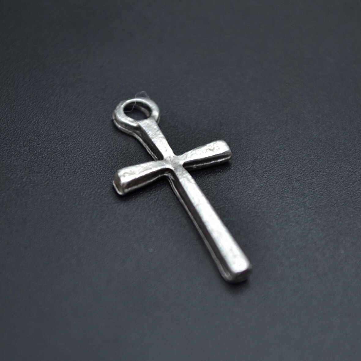 Minimal Haç Kolye Ucu - Antik Gümüş Kaplama - Kod:34