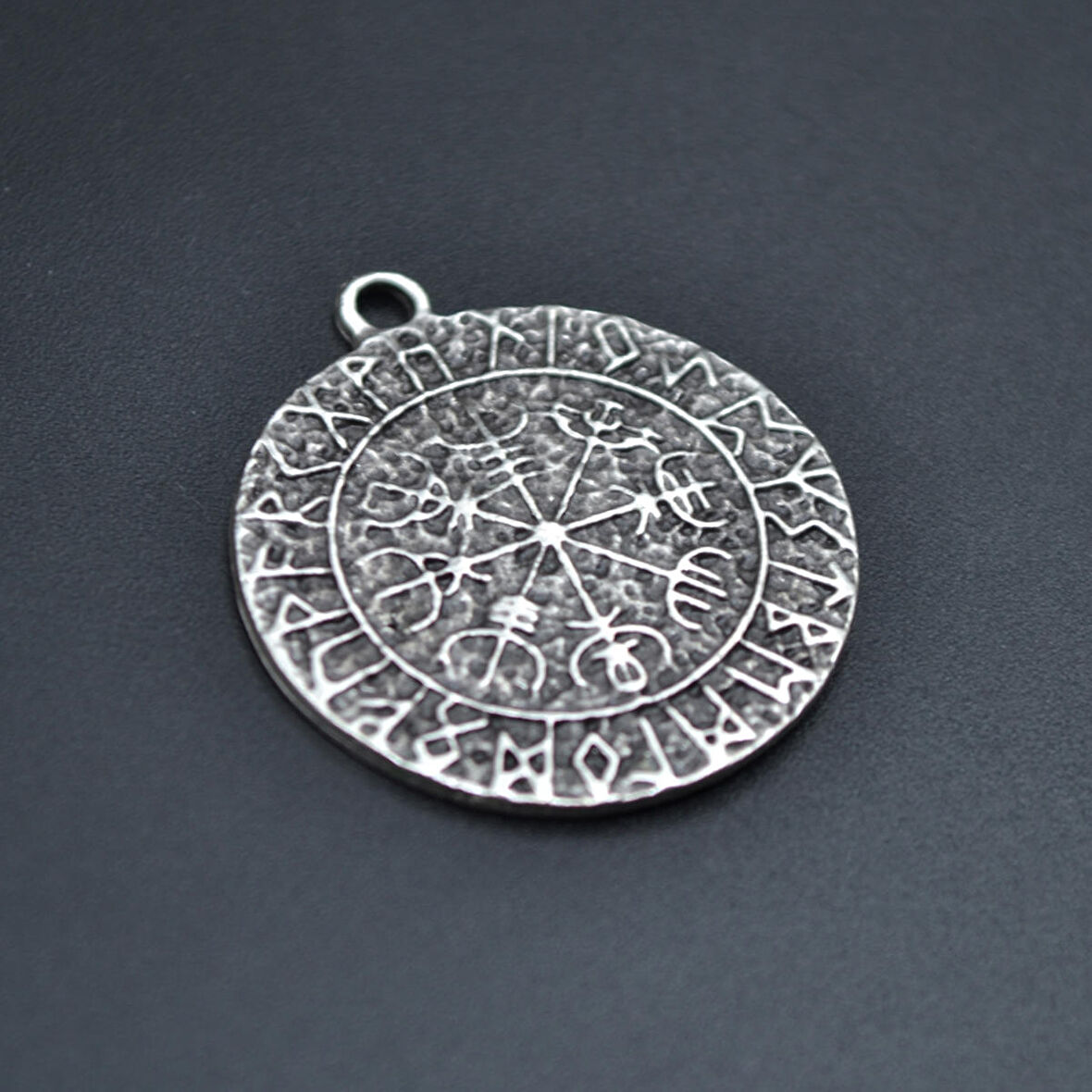 Vegvisir Viking Pusulası Kolye Ucu - Antik Gümüş Kaplama - Kod:282