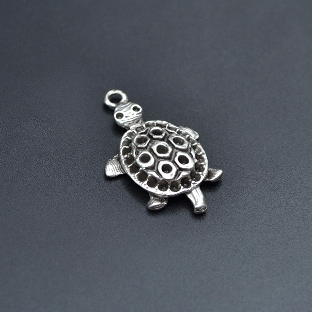 Kaplumbağ Kolye Ucu - Antik Gümüş Kaplama - Kod:260