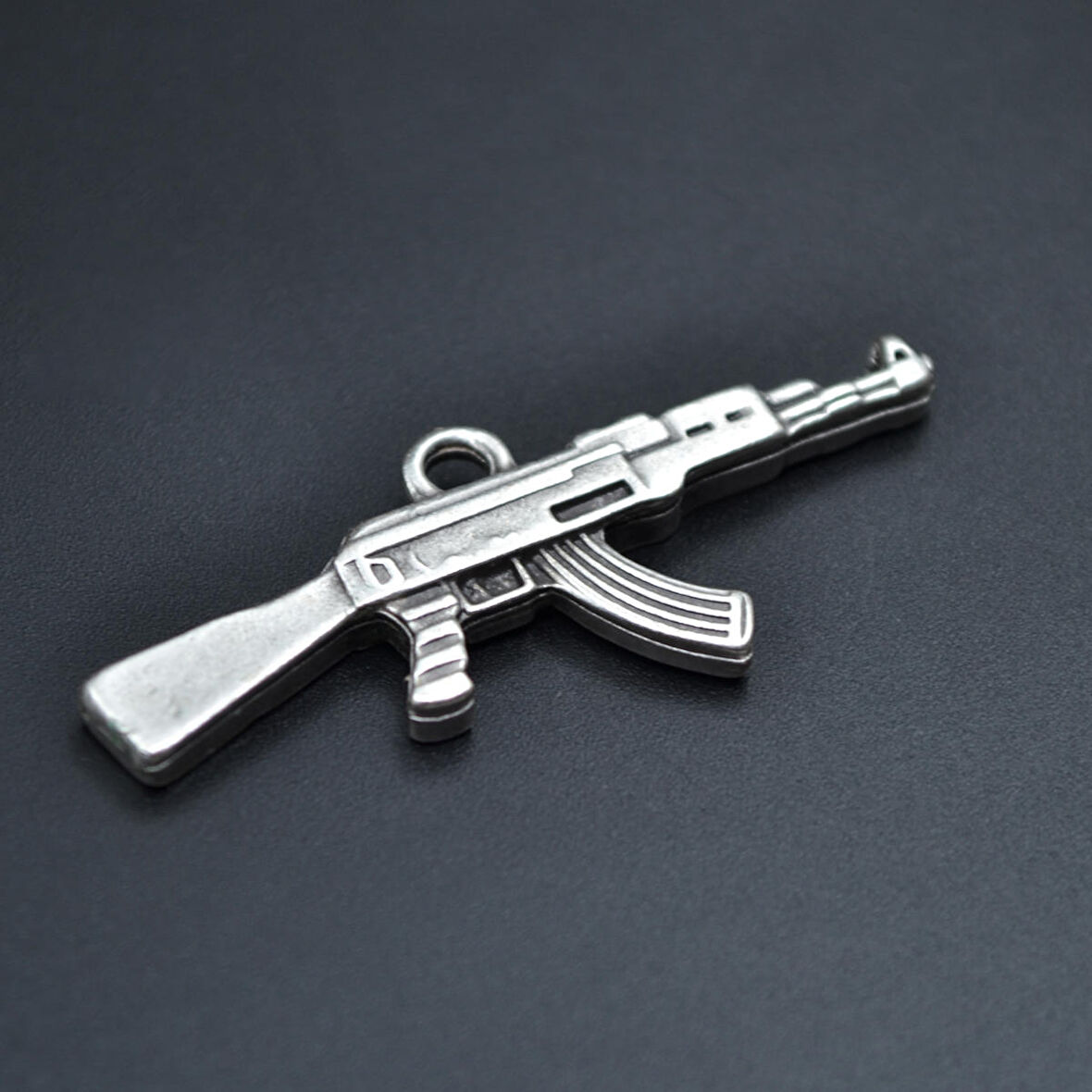 Pubg Keleş Ak-47 Kalaşnikof Kolye Ucu - Antik Gümüş Kaplama - Kod:283