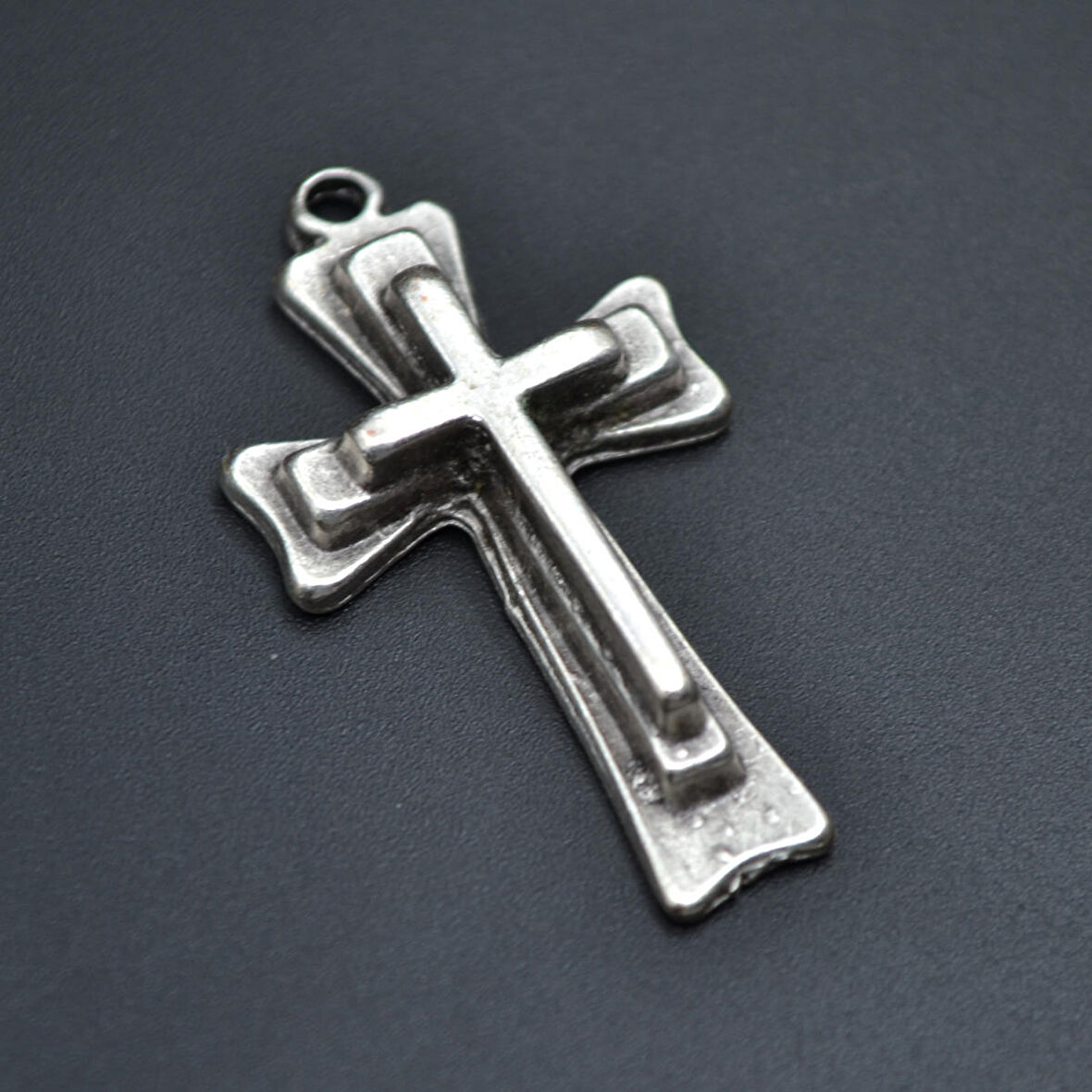 Haç Kolye Ucu - Antik Gümüş Kaplama - Kod:69