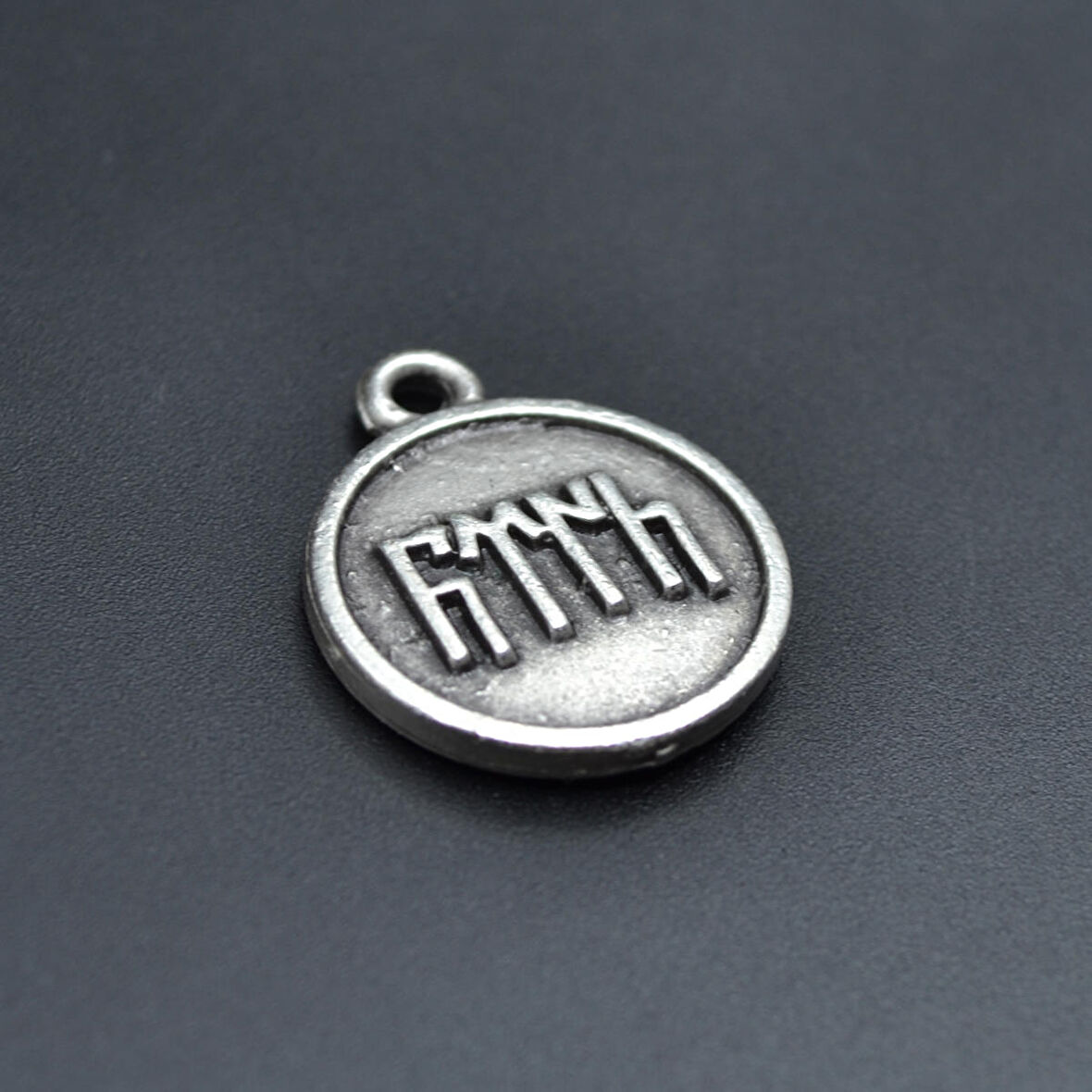 Göktürkçe Türk Madalyon Kolye Ucu - Antik Gümüş Kaplama - Kod:268