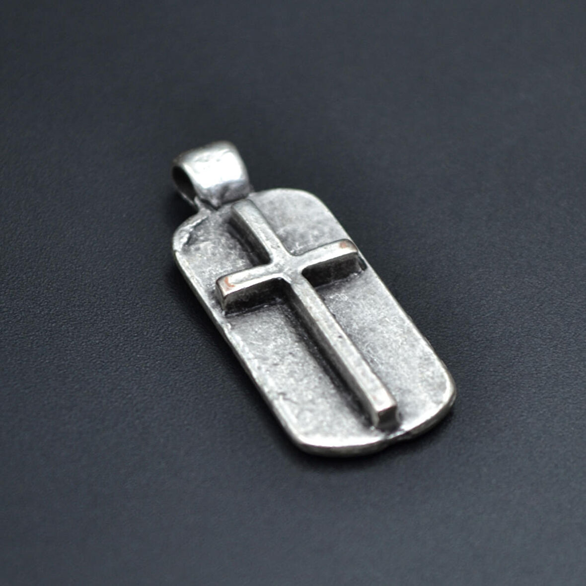 Haç Künye Kolye Ucu - Antik Gümüş Kaplama - Kod:138