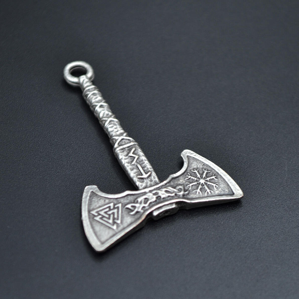 Viking Run Sembol Balta Kolye Ucu - Antik Gümüş Kaplama - Kod:67