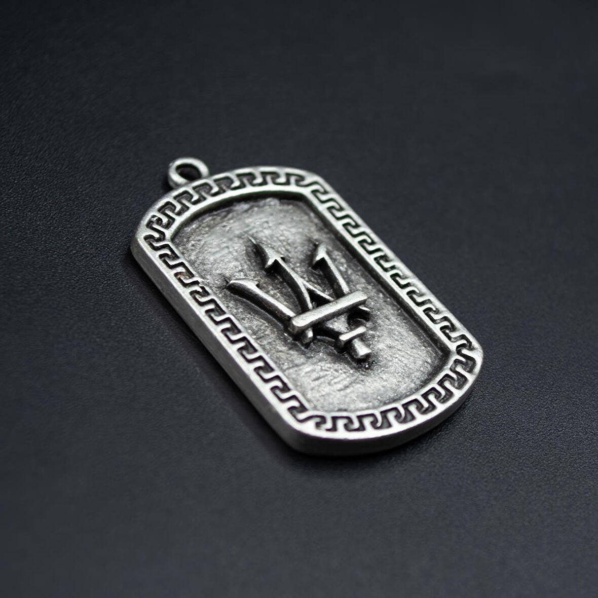 Poseidon - Mızrak Kolye Ucu - Antik Gümüş Kaplama - Kod:1614