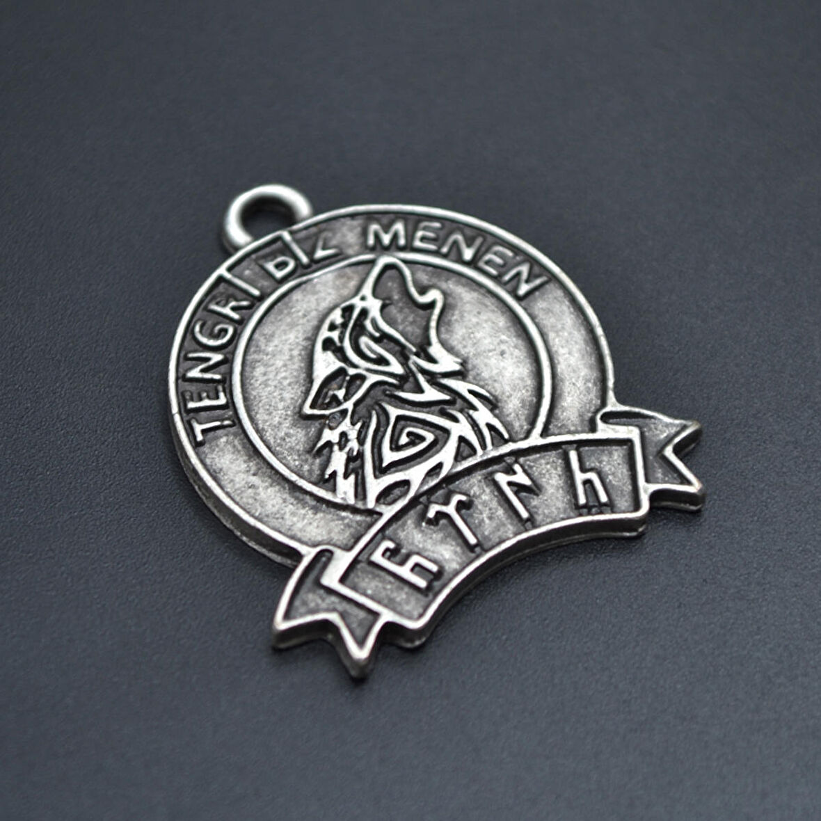 Tengri Biz Menen Göktürkçe Kolye Ucu - Antik Gümüş Kaplama - Kod:108