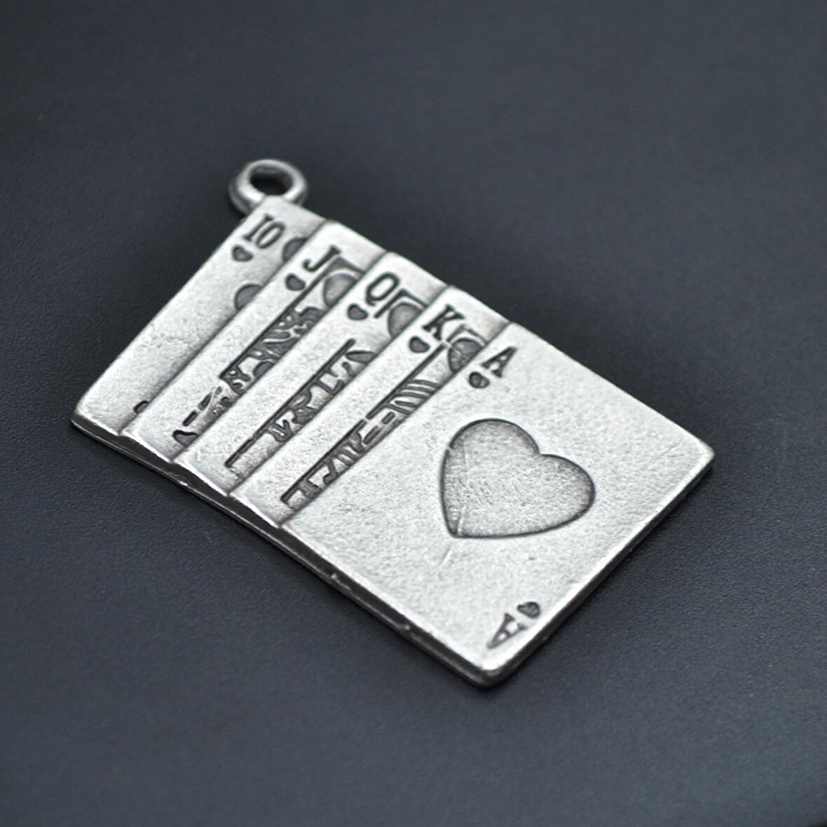 Poker- İskambil Kolye Ucu - Antik Gümüş Kaplama - Kod:133