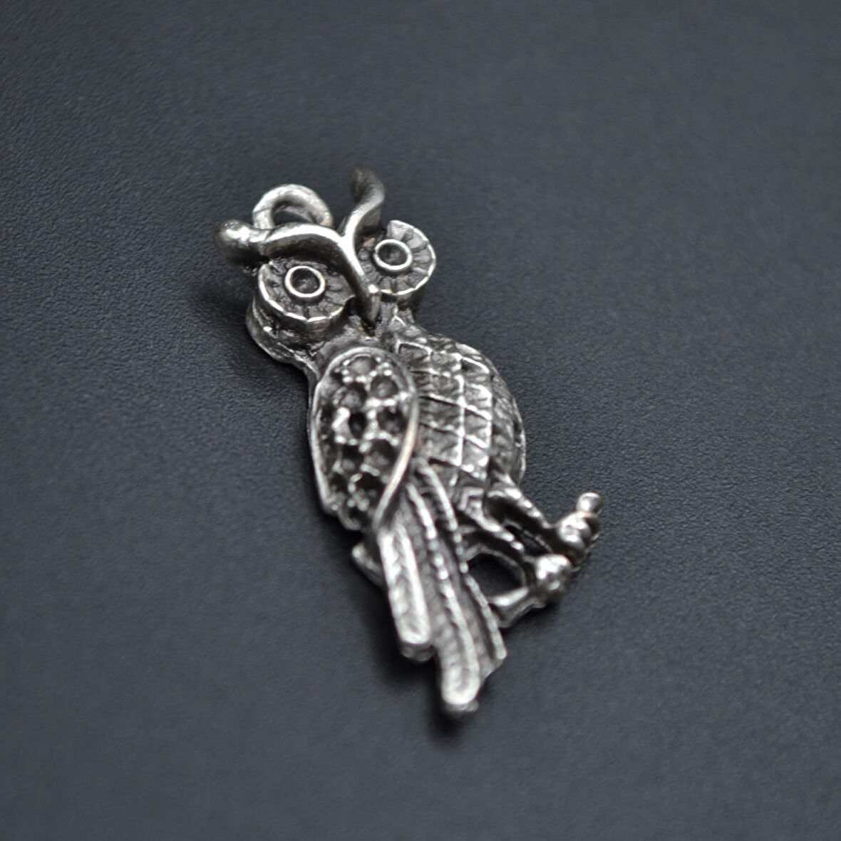 Minimal Baykuş Kolye Ucu - Antik Gümüş Kaplama - Kod:240