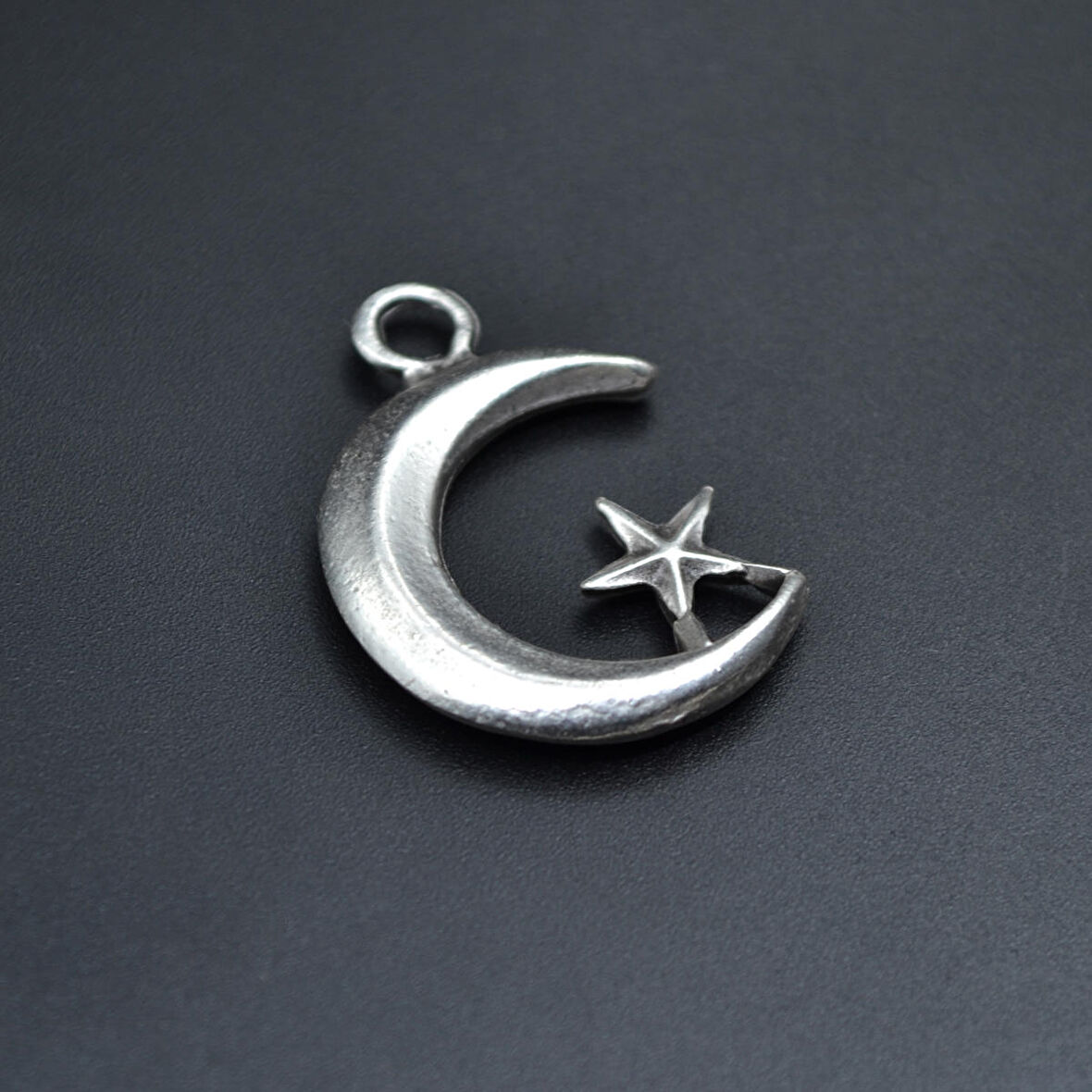 Ay Yıldız Kolye Ucu - Antik Gümüş Kaplama - Kod:89