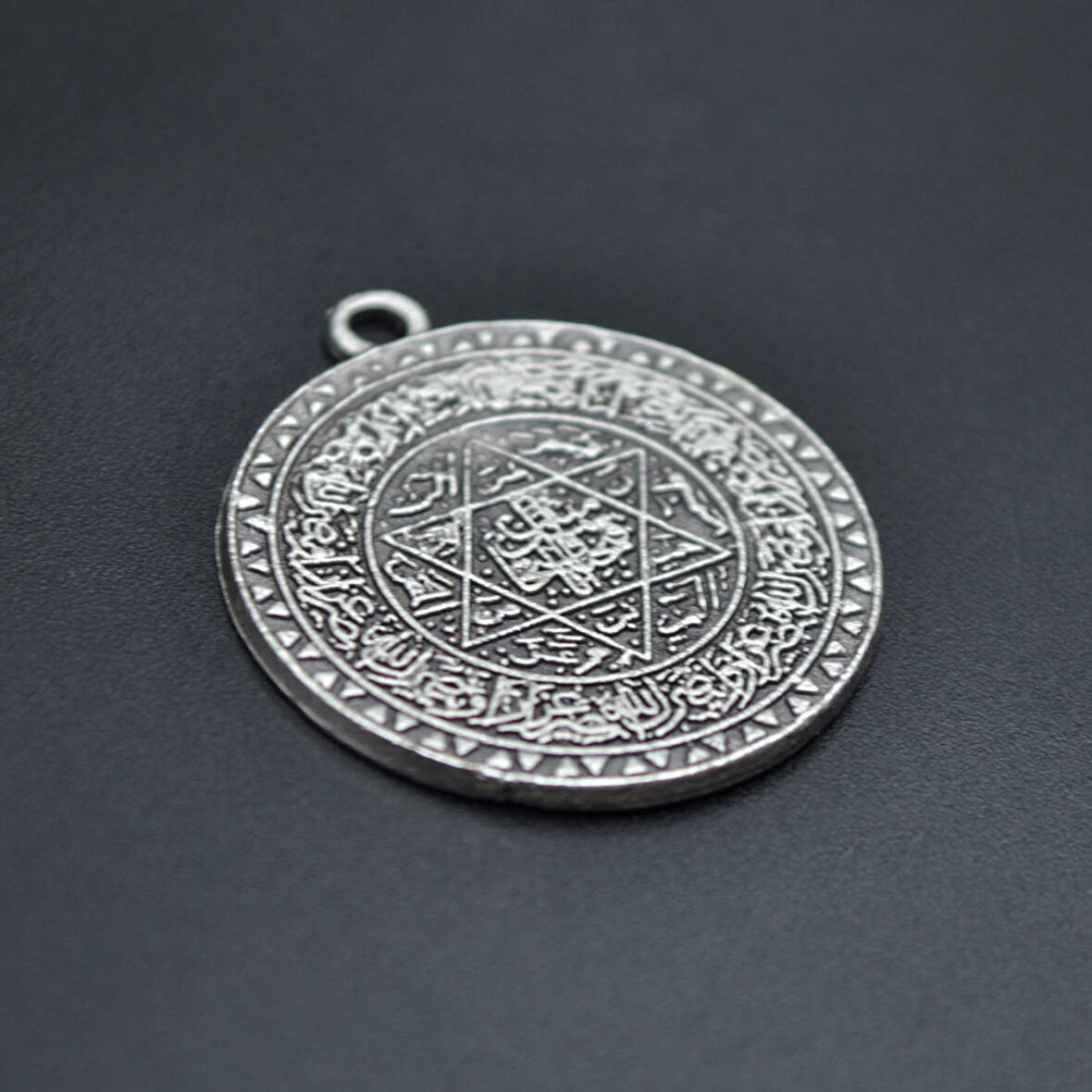 Hz. Süleyman Tılsım Mührü Kolye Ucu - Gümüş Kaplama - Kod:230