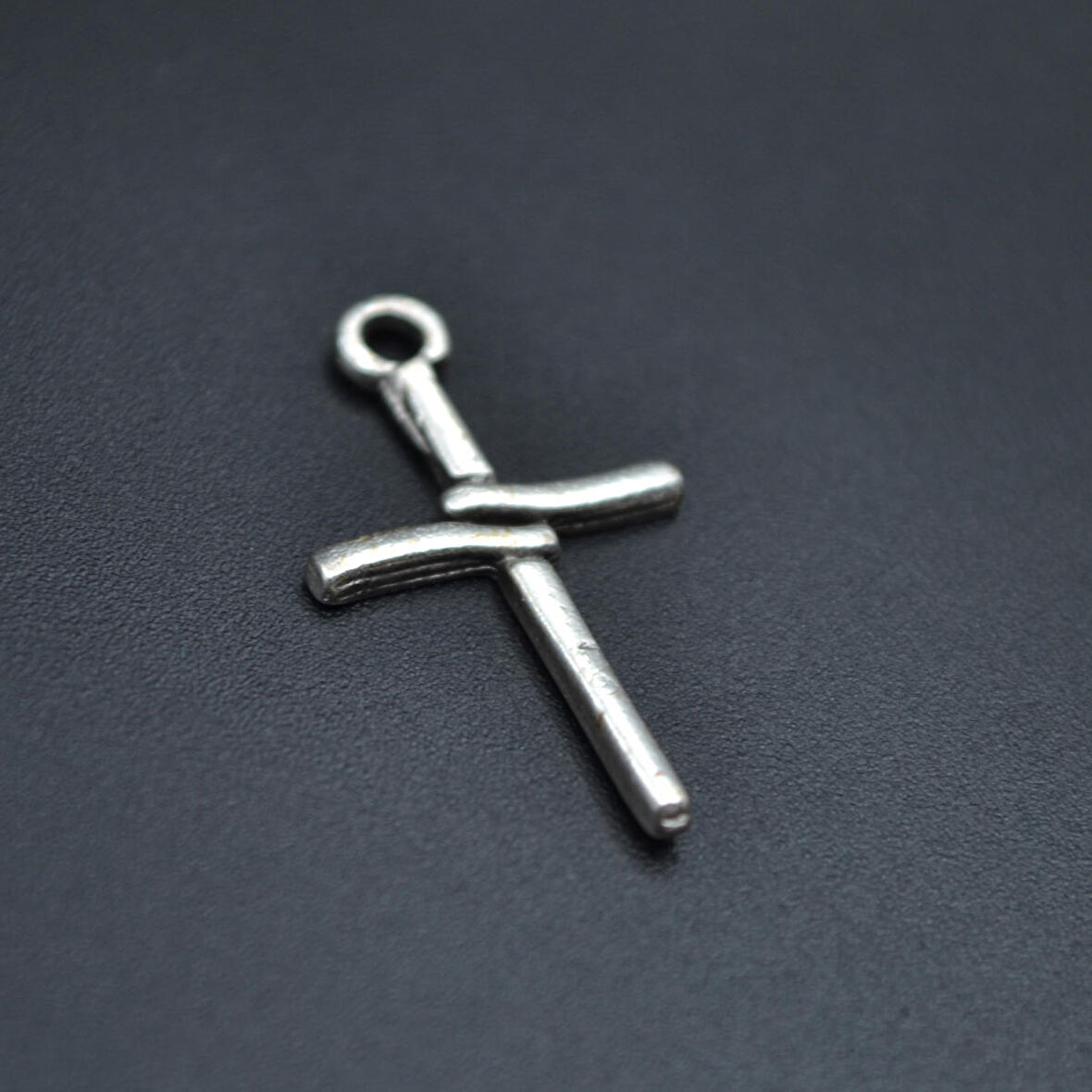 Minimal Haç Kolye Ucu - Antik Gümüş Kaplama - Kod:235