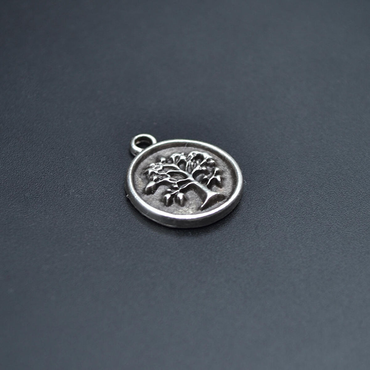 Minimal Hayat Ağacı Kolye Ucu - Antik Gümüş Kaplama - Kod:274