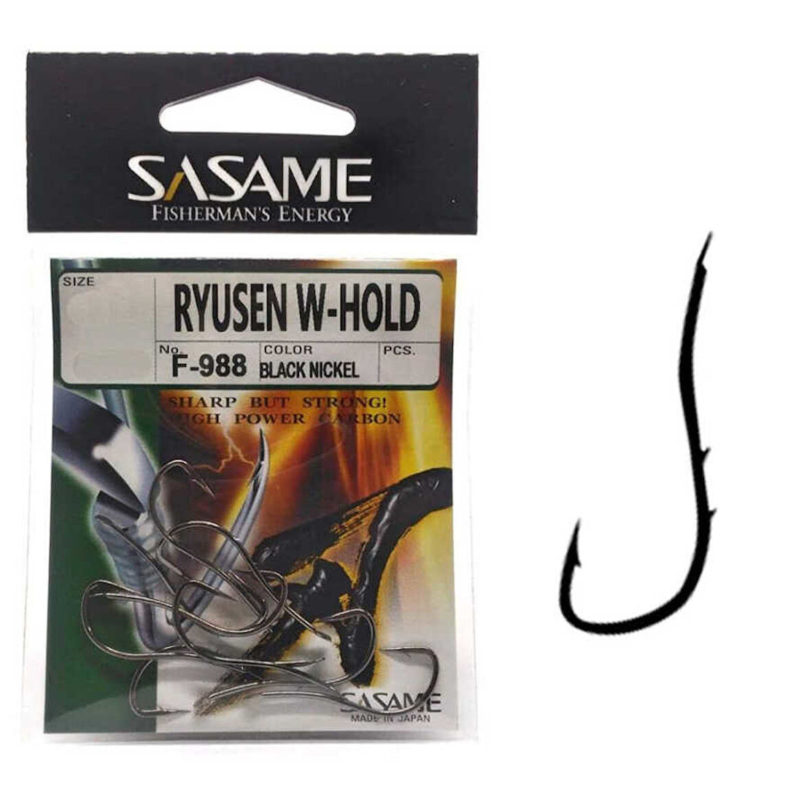 Sasame Ryusen W-Hold Black F-988 Serisi Olta İğnesi Standart-12