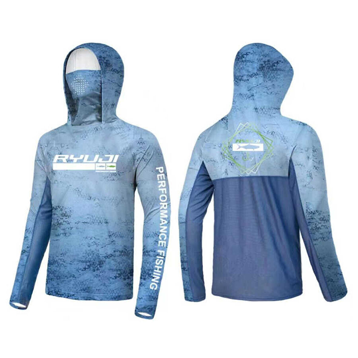 RYUJI UV PERFORMANCE HOODIE SHIRT+NECK, BLUE SKY Standart-XL