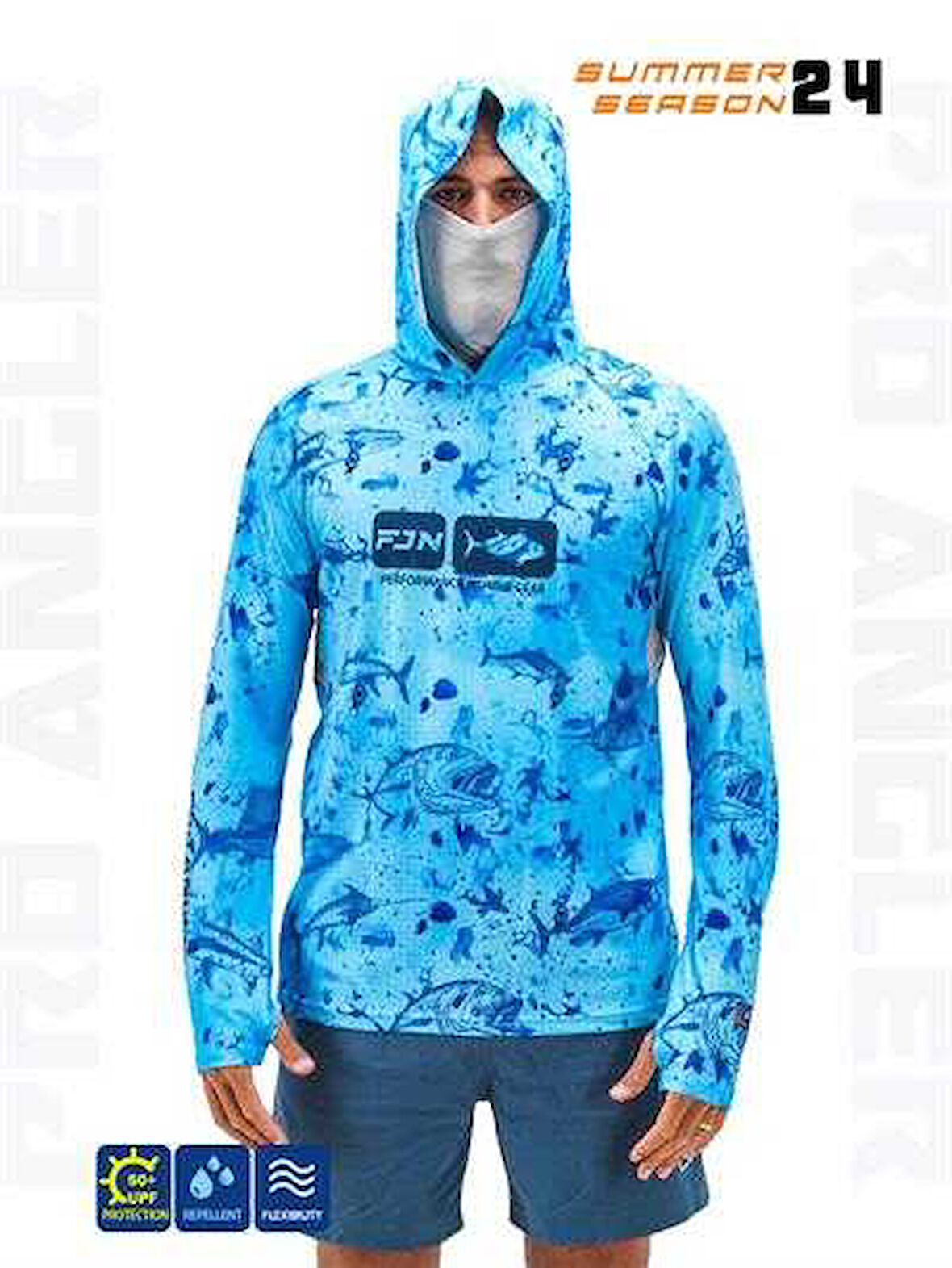 Fujin Pro Angler S24 Buff&Hoodie Blue Fish XLarge (XL)
