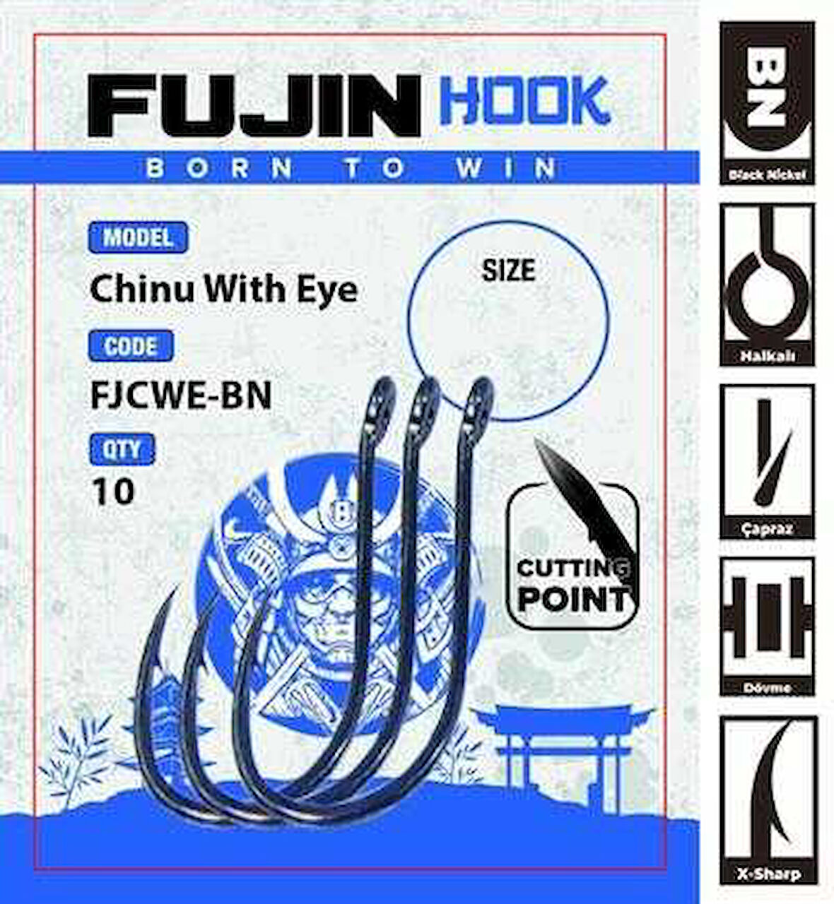 Fujin Chinu With Eye Delikli Çapraz Olta Kancası 8 no