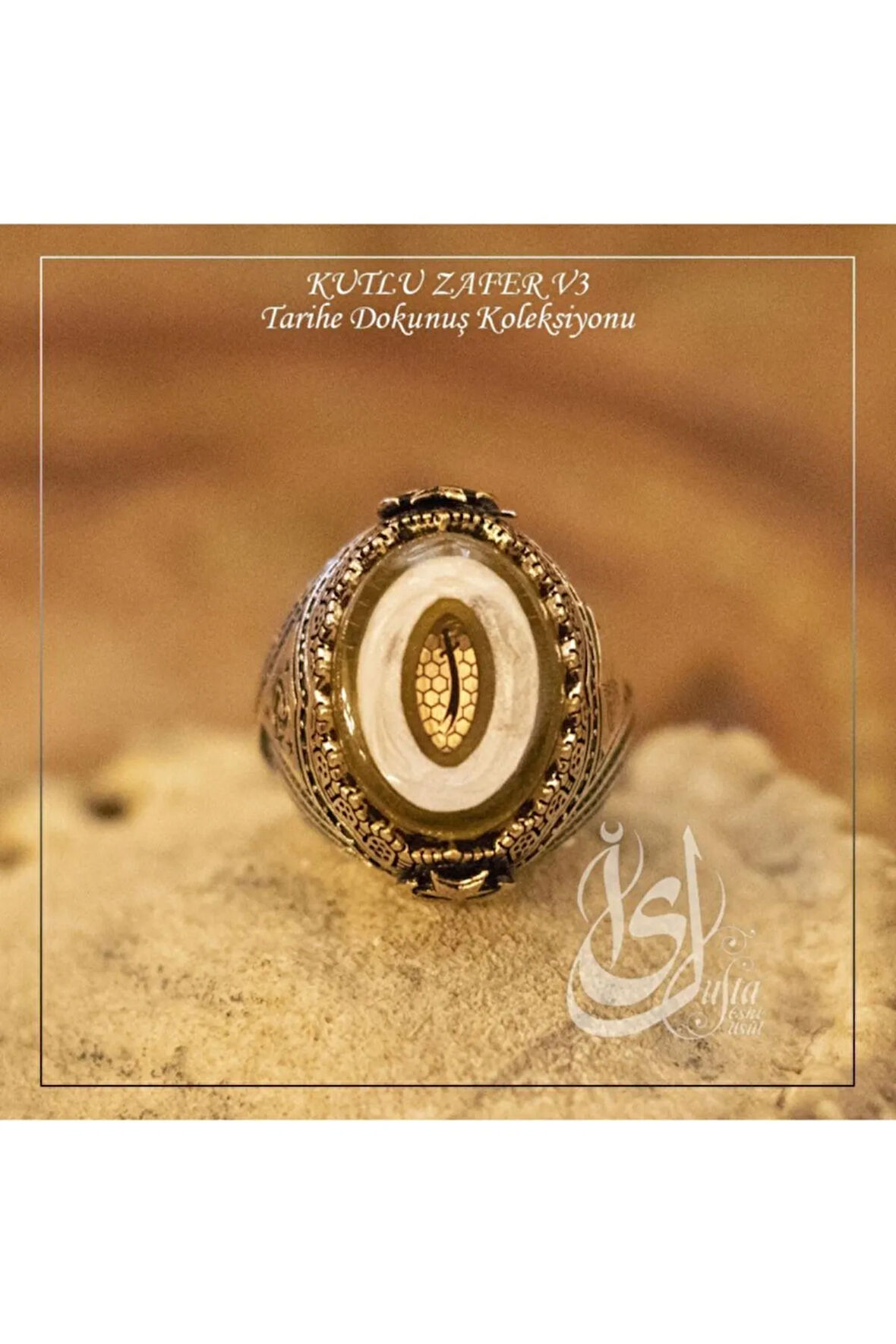 Islam Usta Tasarımı Kutlu Zafer Model 3 Gümüş Erkek Yüzük