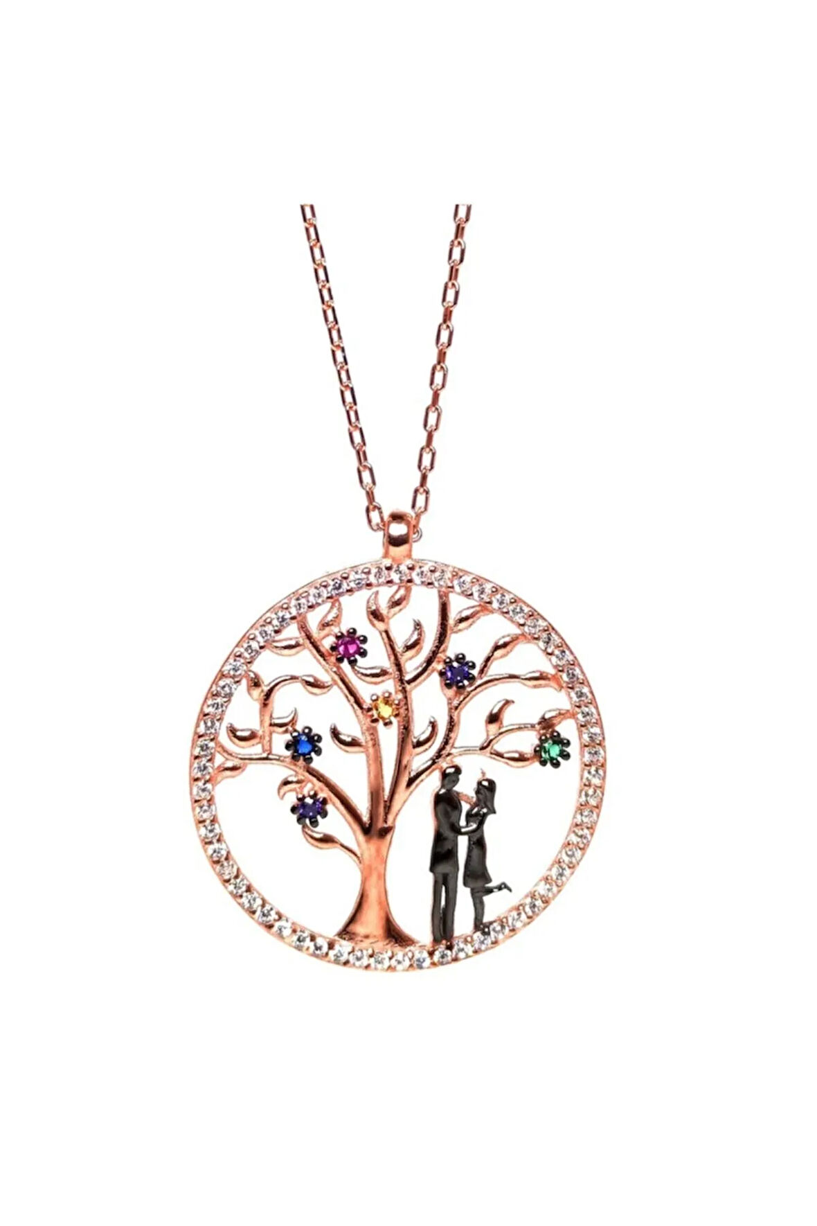 Romantik Çift Kadın Gümüş Kolye