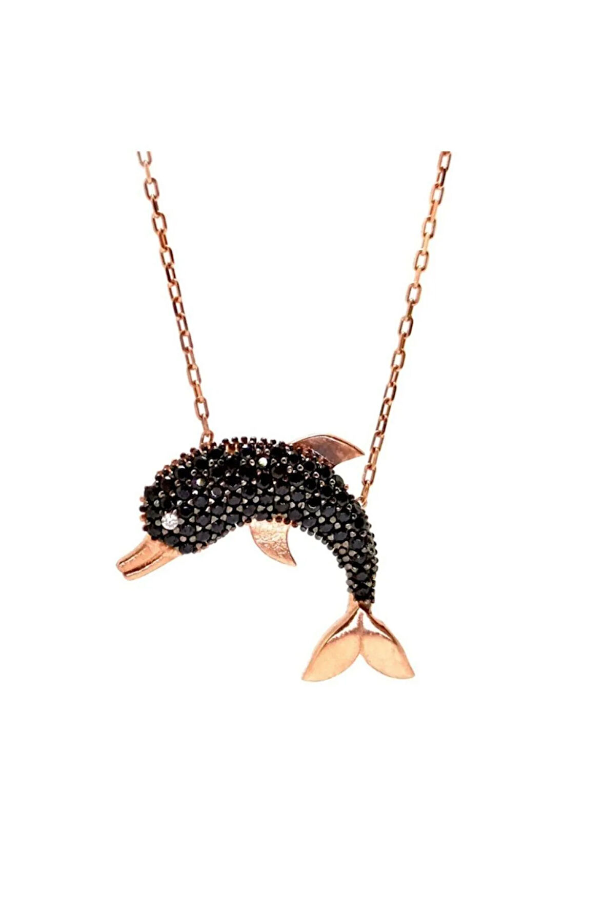 Yunus Figürlü Rose Renk Kadın Gümüş Kolye