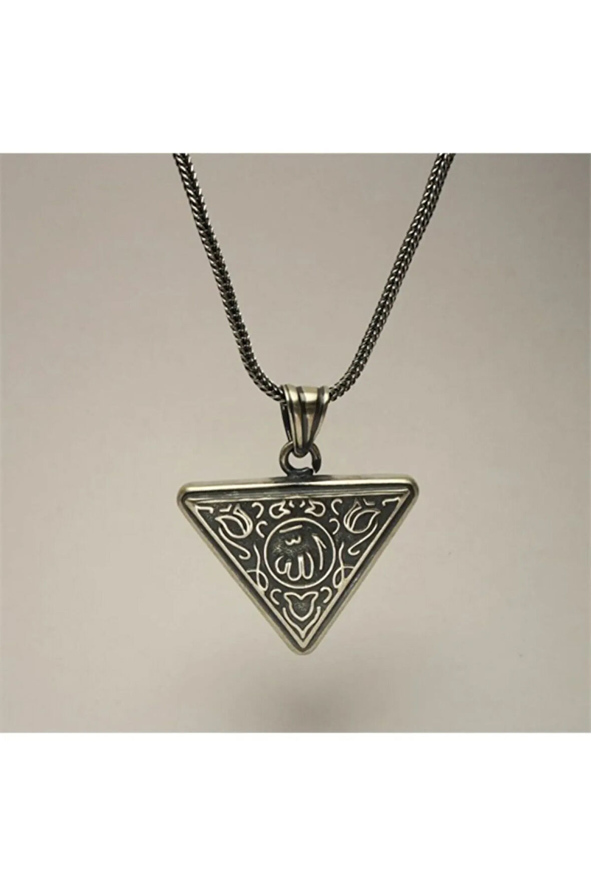 Allah Yazılı Içerisinde Cevşen Bulunan Gümüş Muska Erkek Kolye Zincir