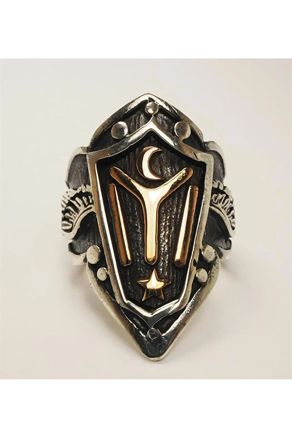 Diriliş Ertuğrul Iyı Motifli Gümüş Erkek Zihgir Yüzük