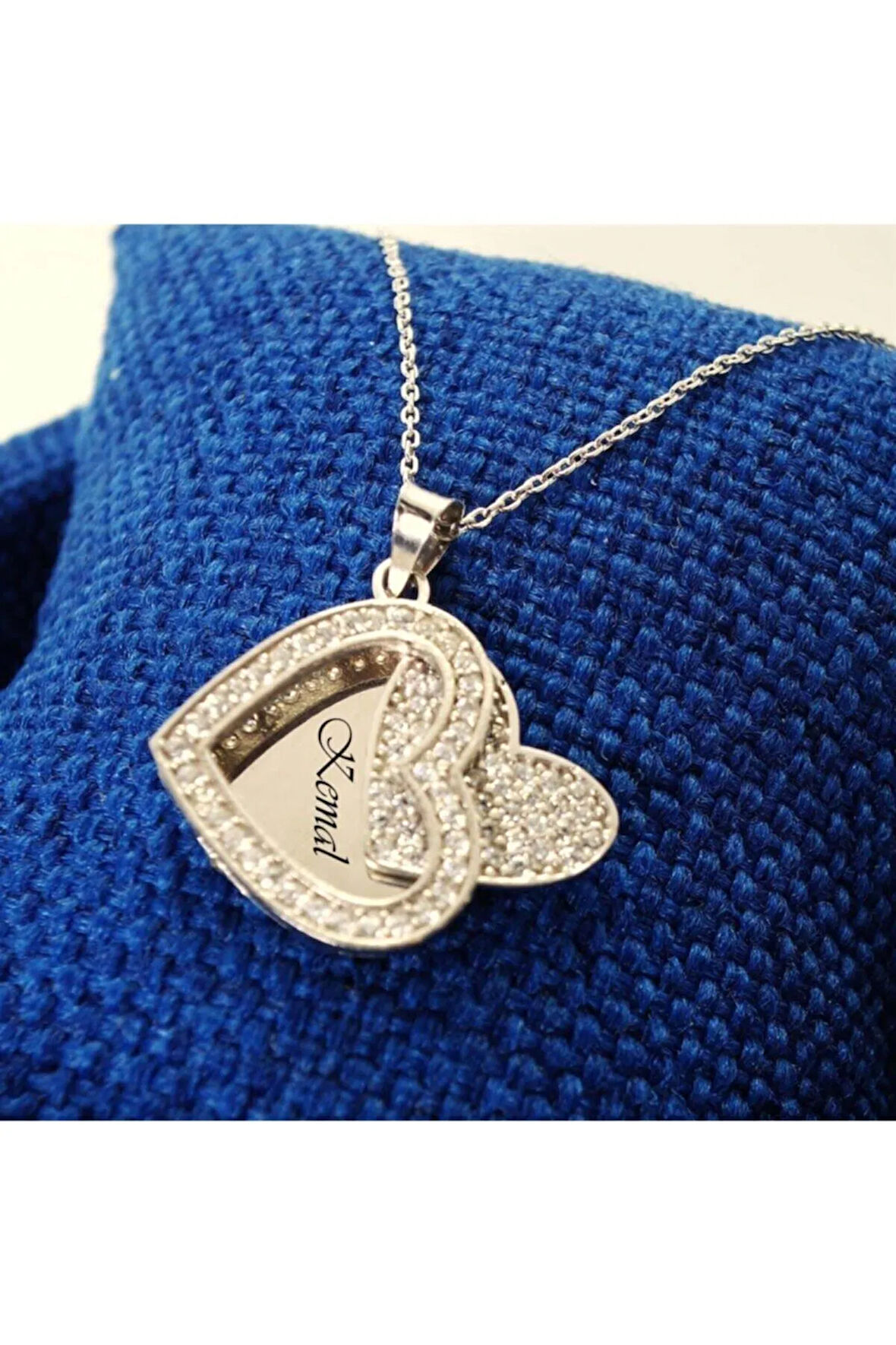 Gizli Isimli Kadın Gümüş Kolye Kalp Model