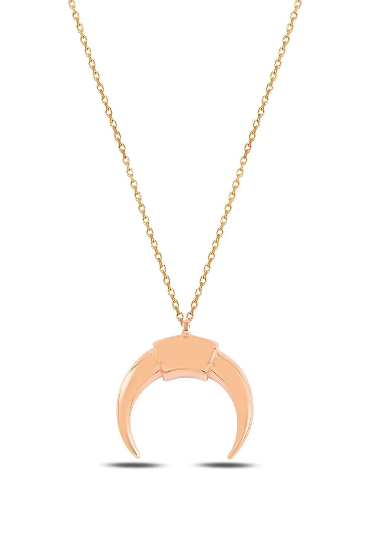 Rose Renk Hilal Model Kadın Gümüş Kolye Gklhılalm1d-ros