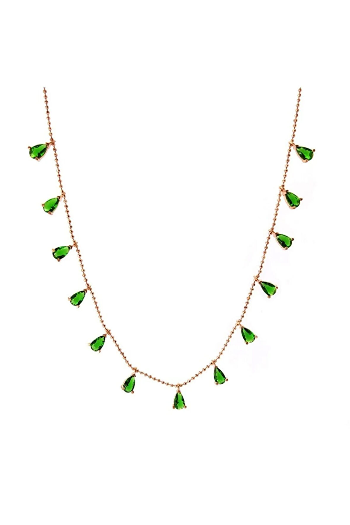 Zümrüt Taşlı Kadın Gümüş Kolye