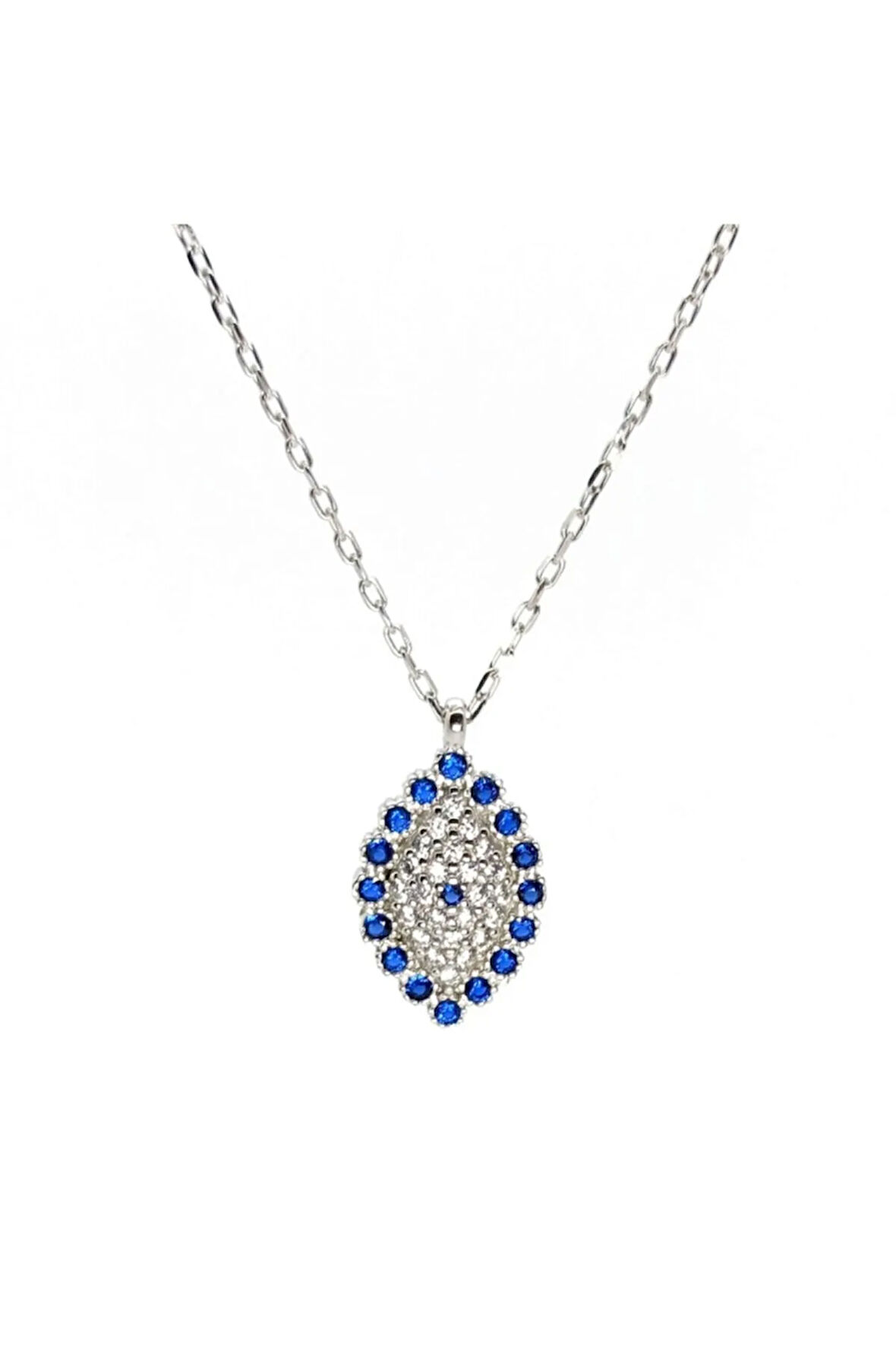 Safir Taşlı Mekik Kadın Gümüş Kolye