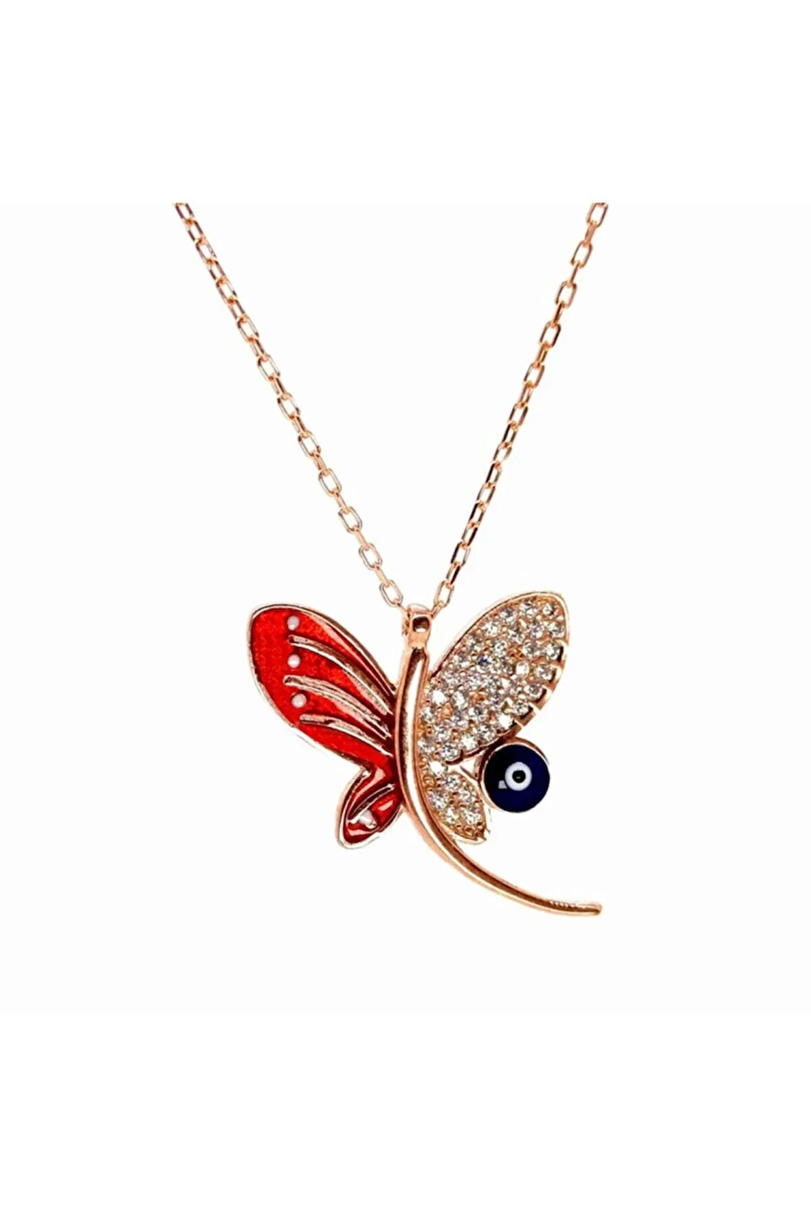 Nazar Boncuklu Yusufçuk Kadın Gümüş Kolye