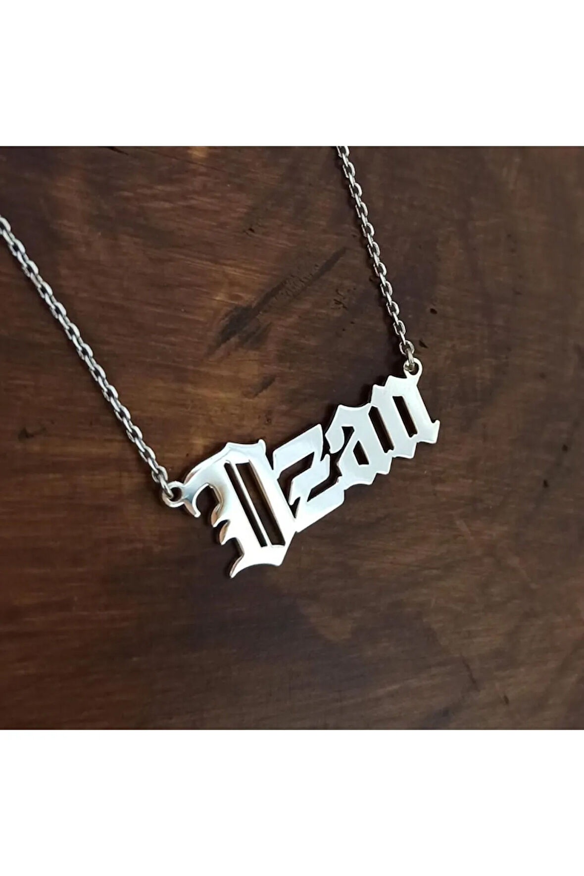 Gotik Isim Gümüş Renk Erkek Gümüş Kolye Zincir Gklgmskısım