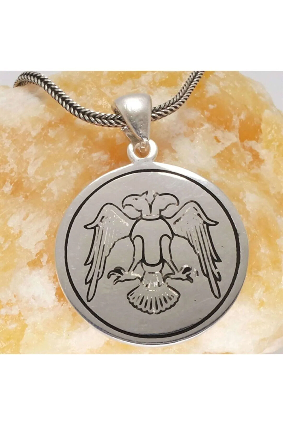 Çift Başlı Kartal Erkek Gümüş Kolye Zincir