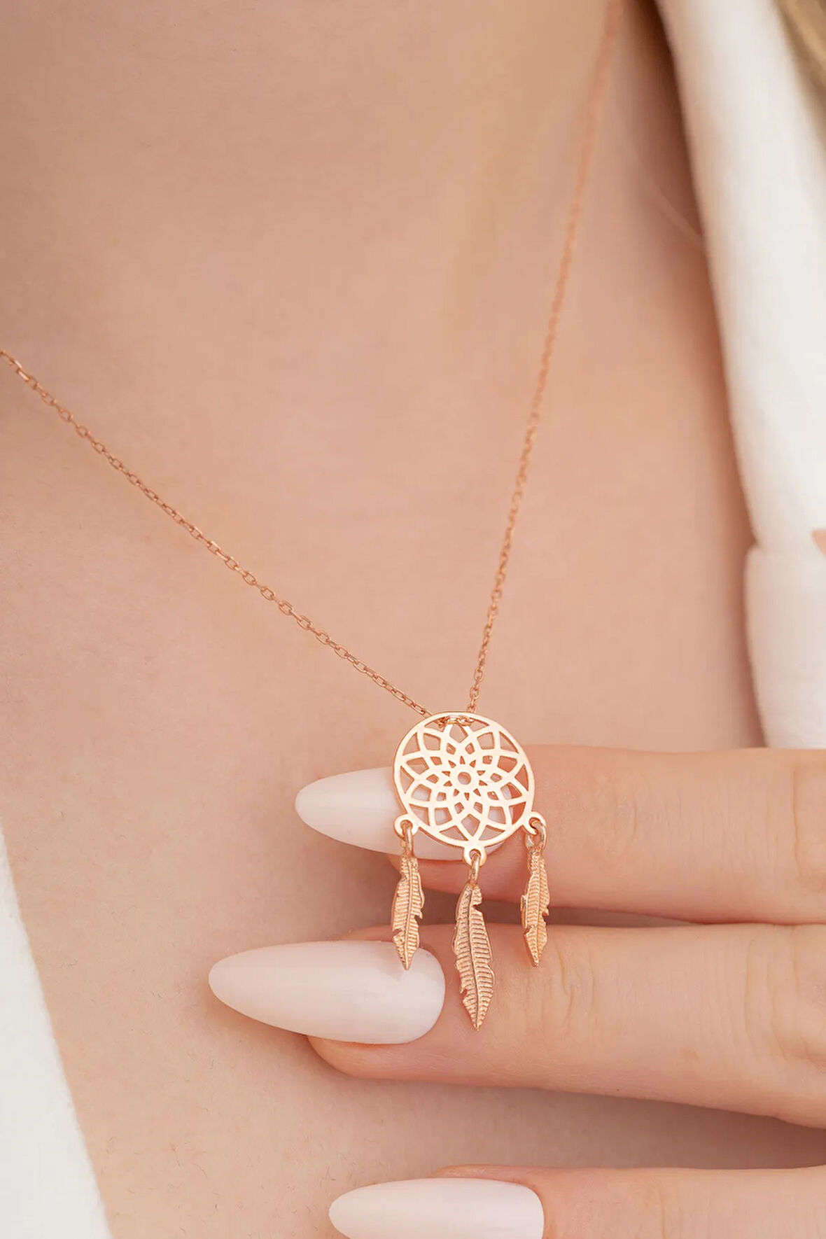 Düş Kapanı Kadın Gümüş Kolye Rose Gklaltduskp