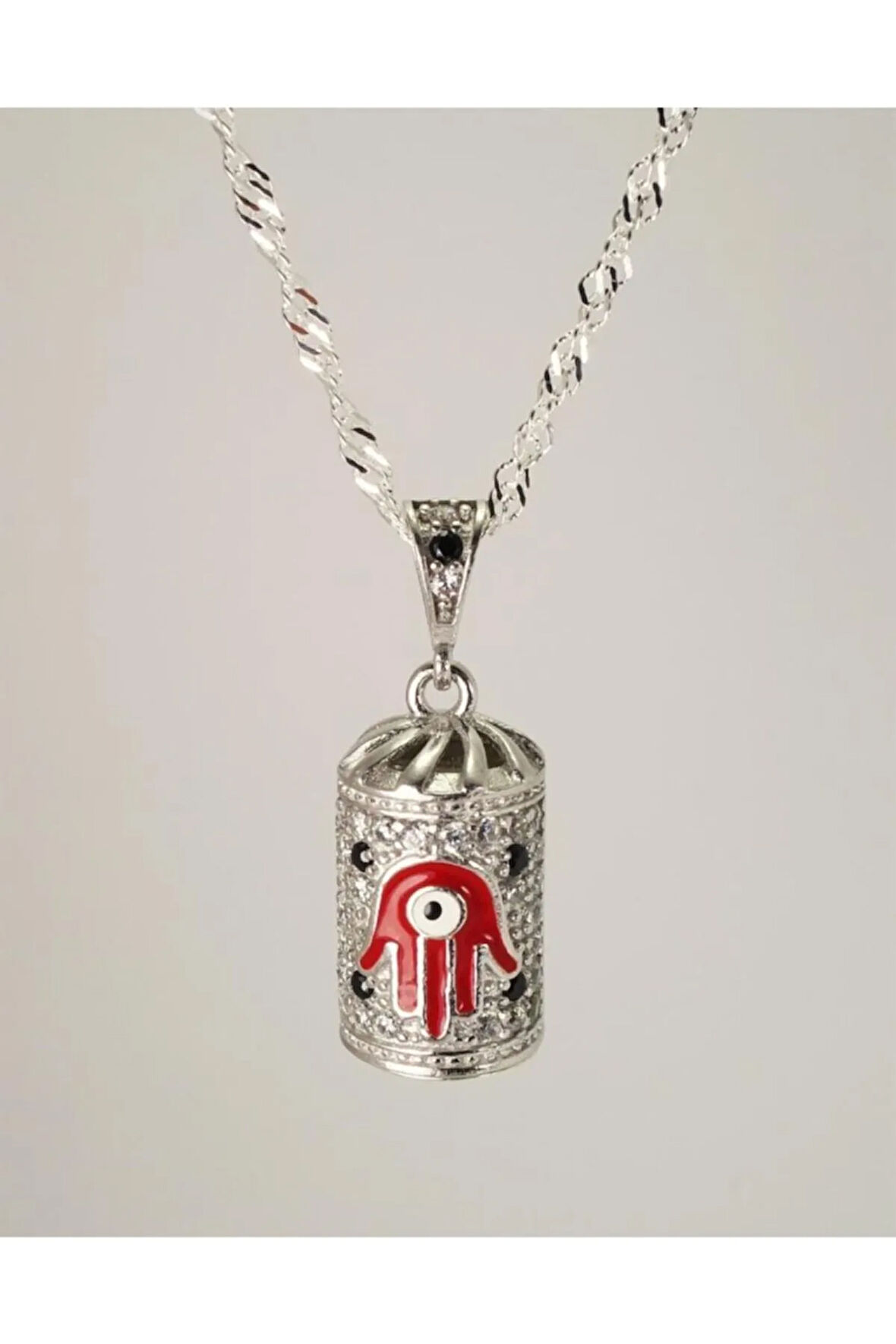 Fatma Ana Eli Kadın Gümüş Muska Cevşen Kolye