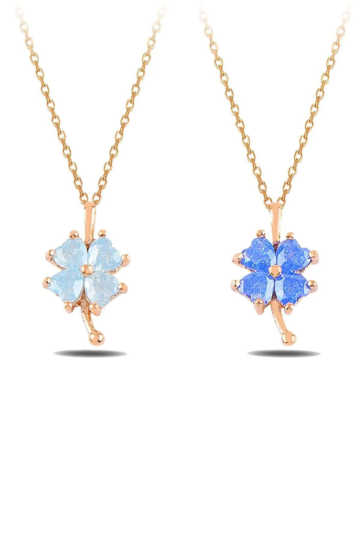 Taşlı Yonca Kadın Gümüş Kolye Gklyncmodel-ros Beyaz