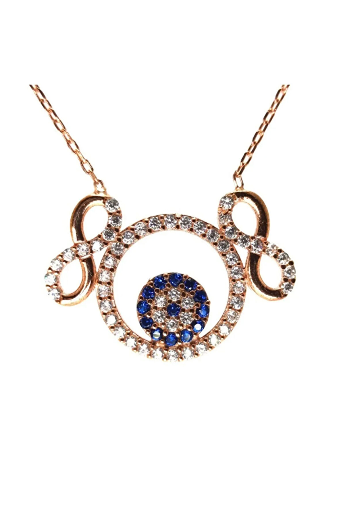 Kadın Gümüş Nazar Boncuklu Sonsuzluk Kolye