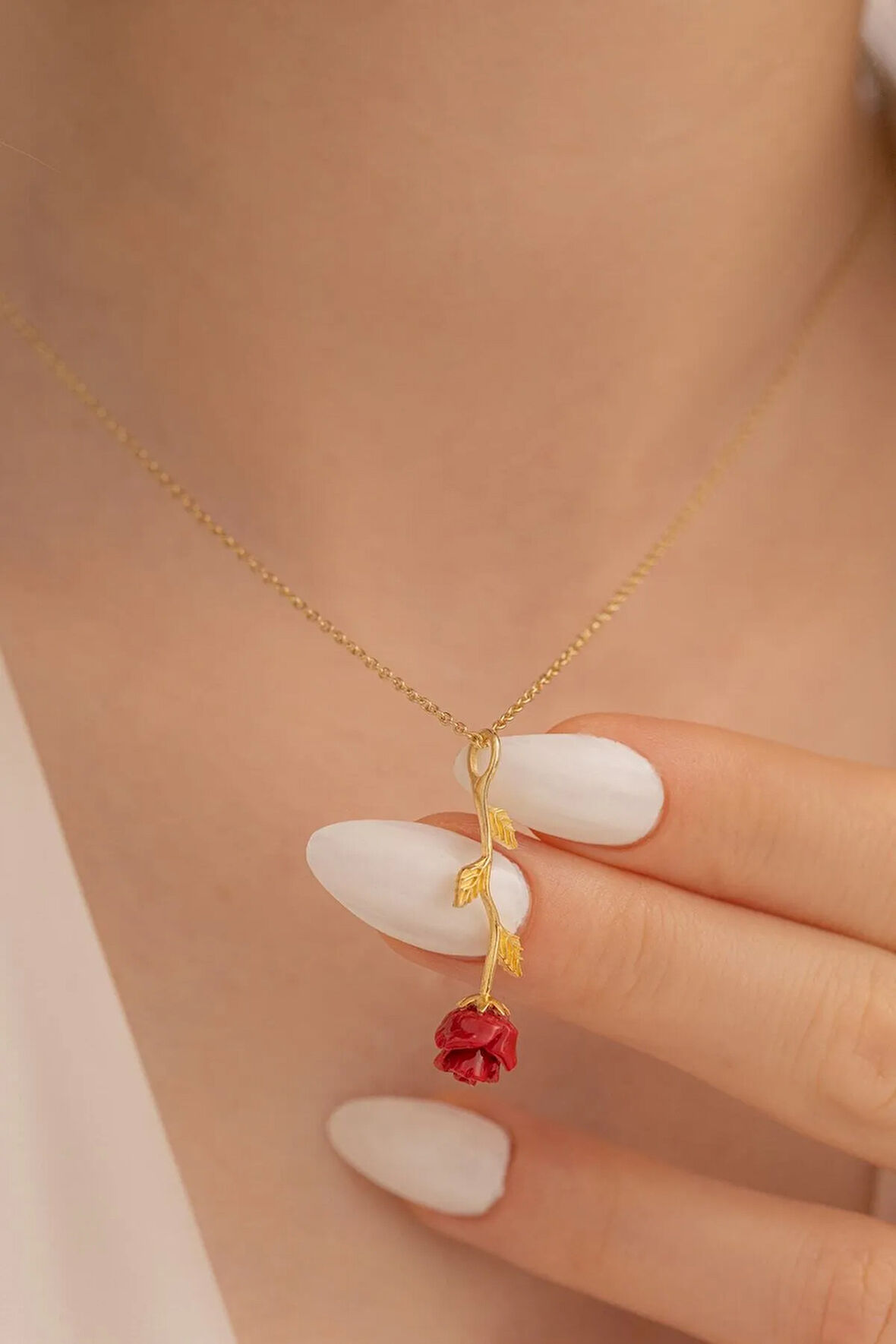 Ters Gül Model 2 Rose Renk Gümüş Kolye Gkltrsgulm1-ros