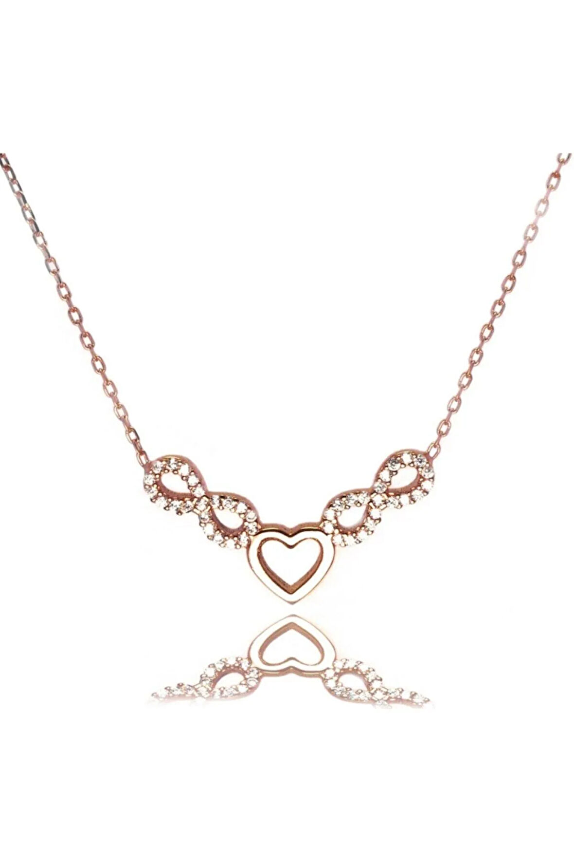 Gümüş Kadın Sonsuzluk Kalp Kolye