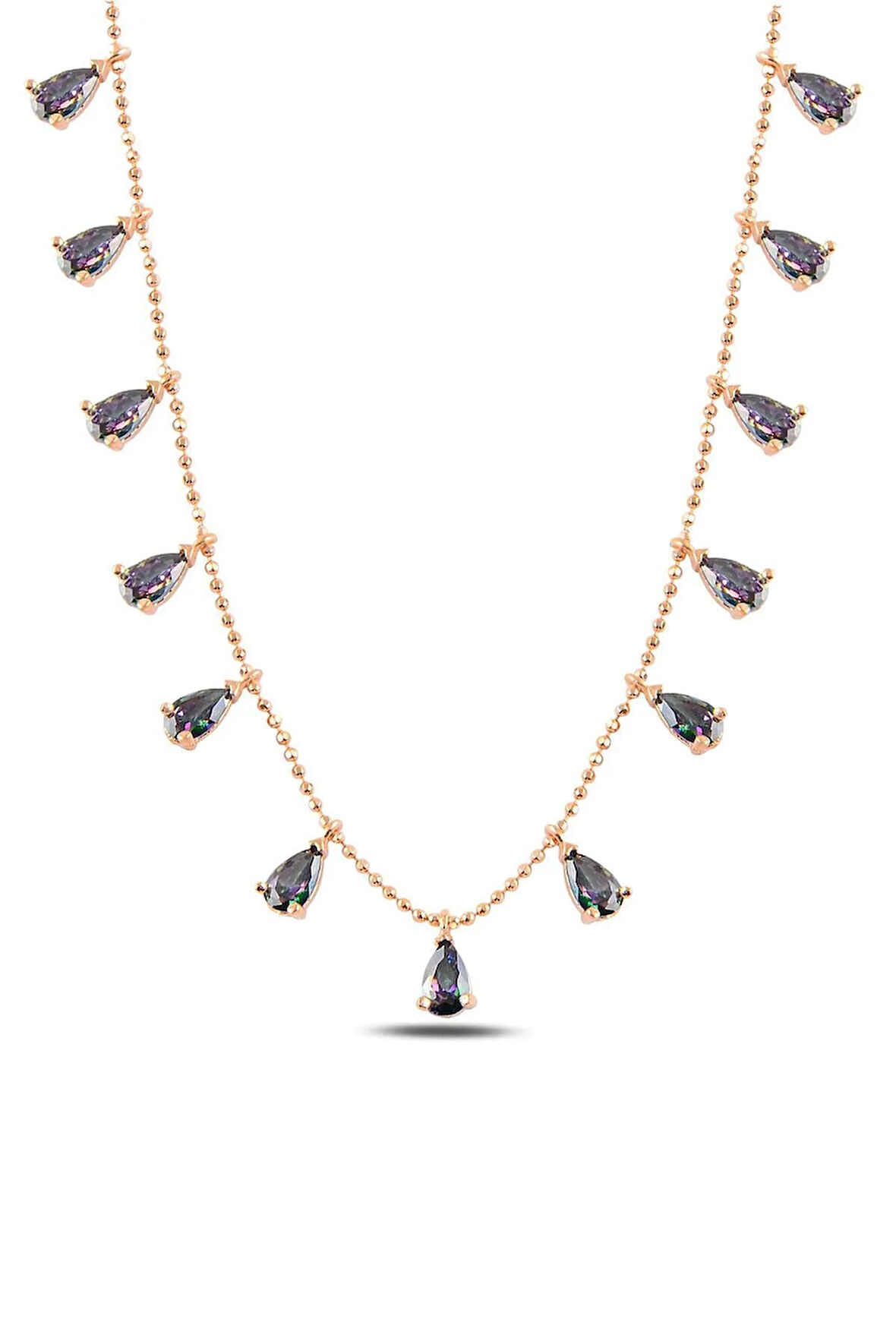 Mistik Topaz Taşlı Rose Kadın Gümüş Kolye Gkltsklym1d-ros