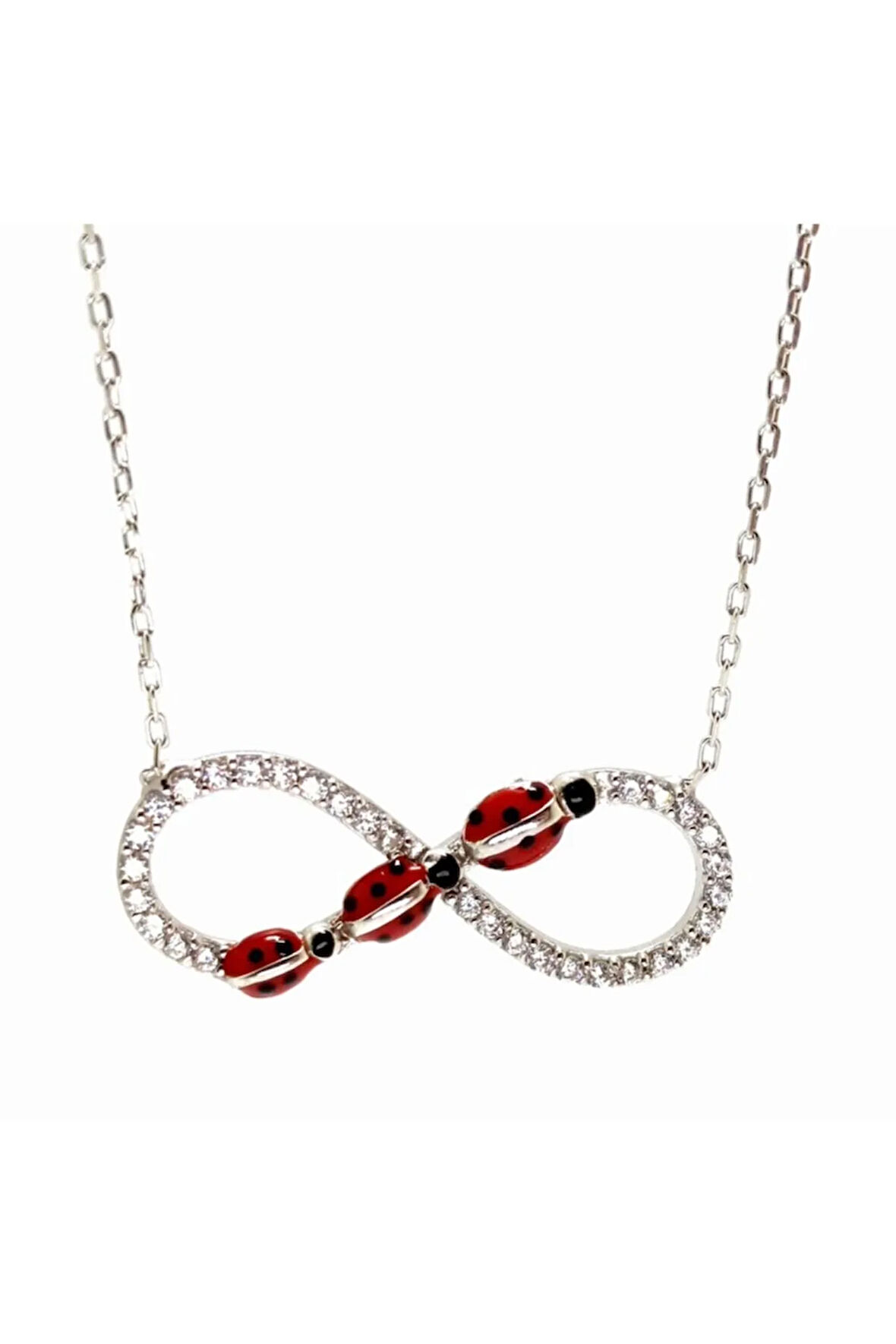 Uğur Böcekli Sonsuzluk Kadın Gümüş Kolye