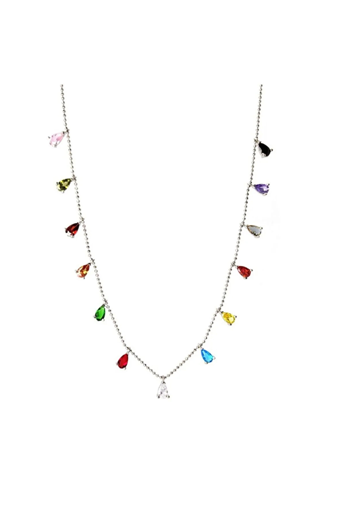 Mix Zirkon Taşlı Kadın Gümüş Kolye