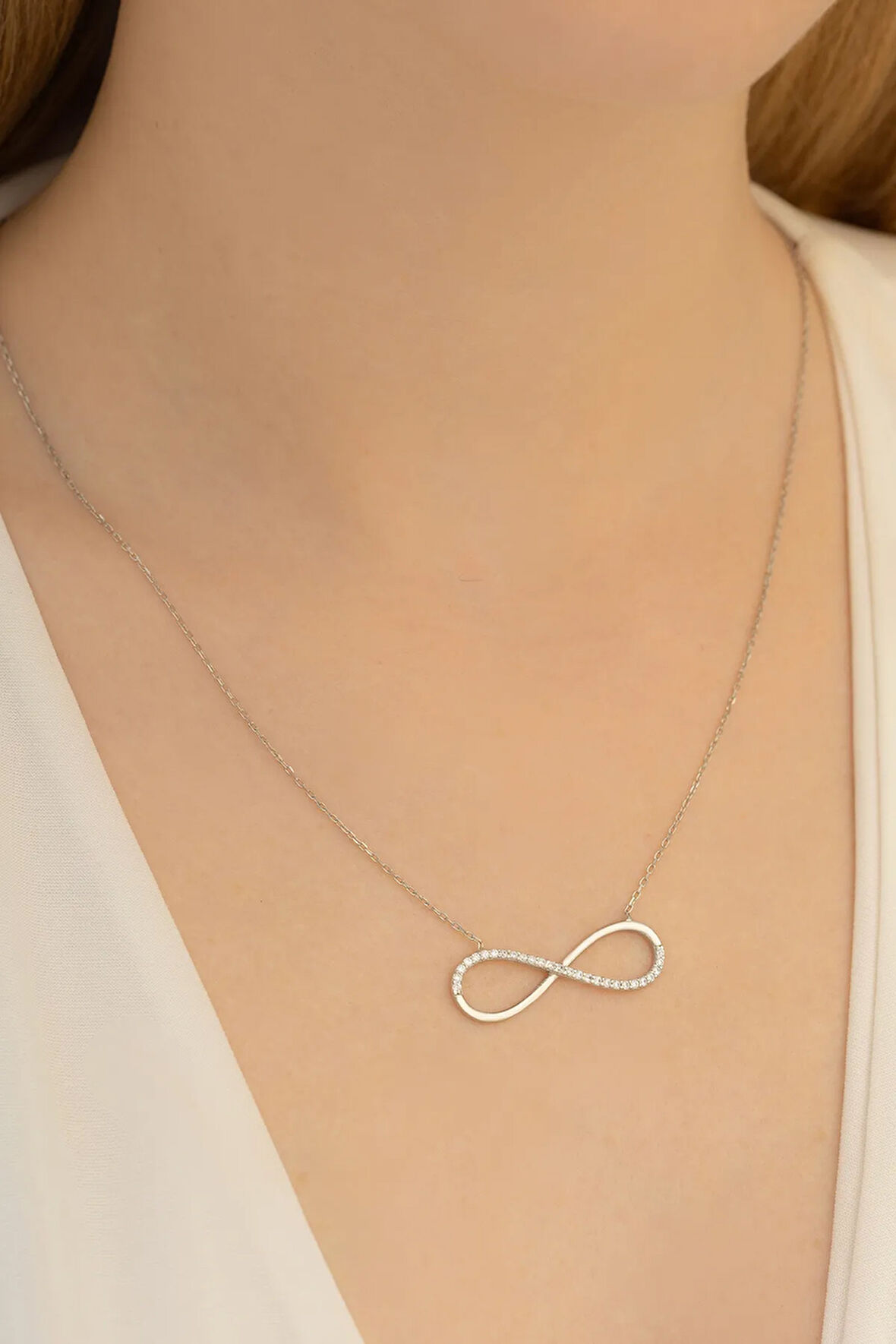 Zirkon Yolu Sonsuzluk Kadın Gümüş Kolye Gklzırknson-gms